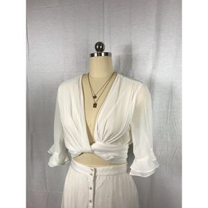 Women’s White Wrap Crop Top